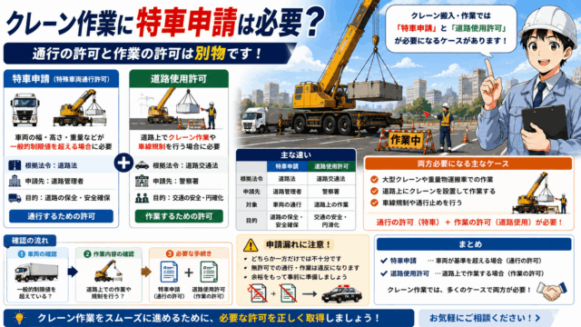 クレーン作業に特車申請は必要？道路使用許可との違いも解説
