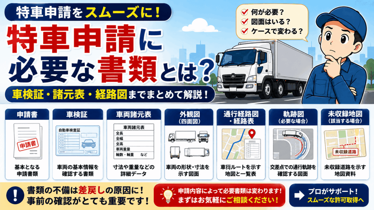 特車申請に必要な書類とは？車検証・諸元表・経路図までまとめて解説