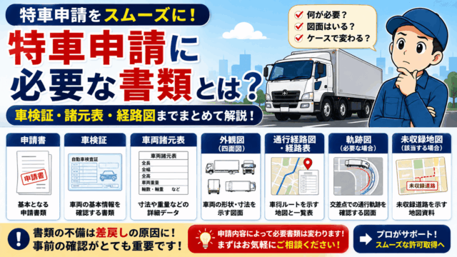 特車申請に必要な書類とは？車検証・諸元表・経路図までまとめて解説