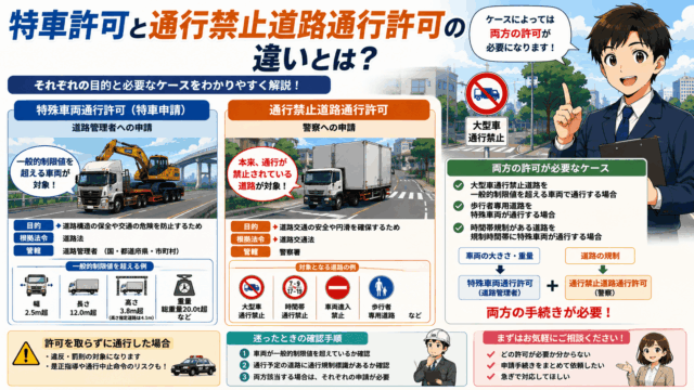 特殊車両通行許可と通行禁止道路通行許可の違いとは？警察への申請が必要なケースも解説