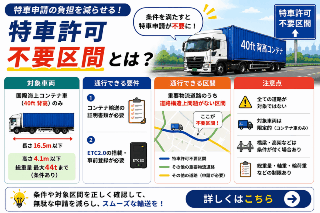 特車許可不要区間とは？対象車両・通行要件・注意点をわかりやすく解説