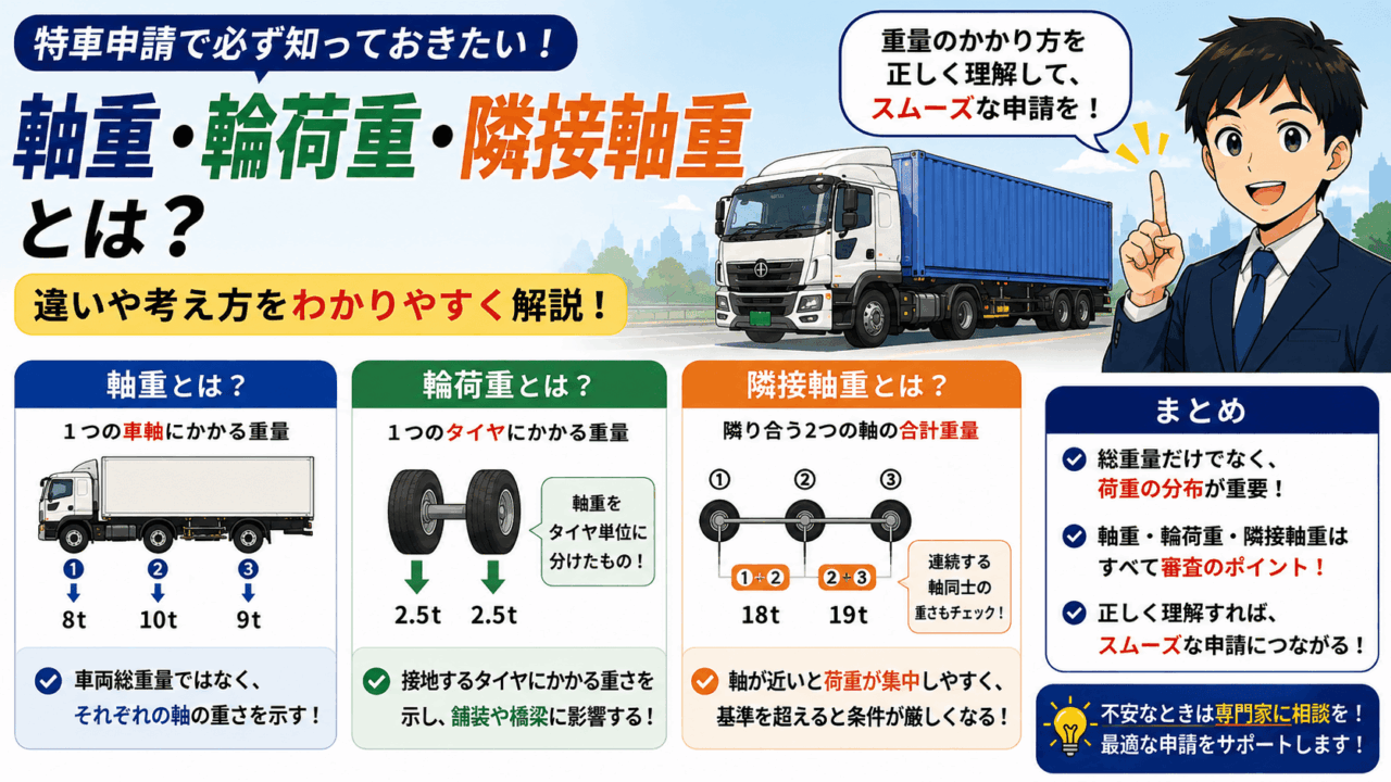輪荷重・軸重・隣接軸重とは？違いや考え方をていねいに解説！