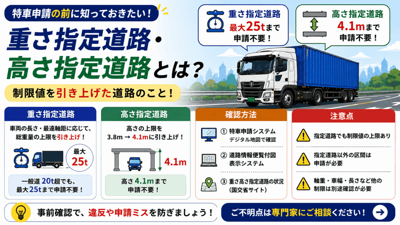 重さ指定道路・高さ指定道路とは?確認方法もあわせて解説