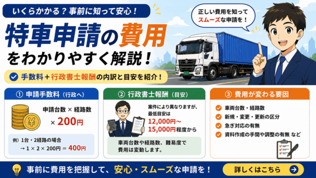 特車申請の費用はいくら？手数料と行政書士報酬の目安を解説