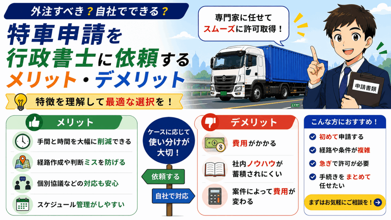 行政書士に特車申請を依頼するメリット・デメリットとは？