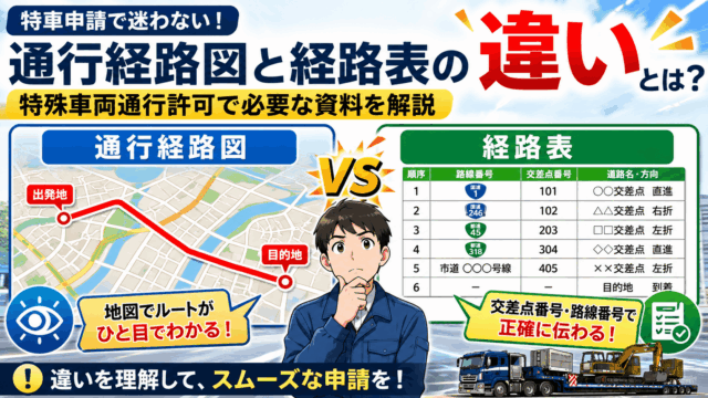 通行経路図と経路表の違いとは？特殊車両通行許可で必要な資料を解説