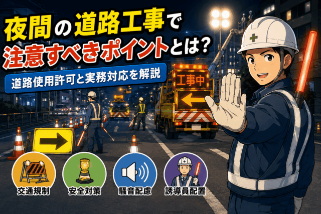 夜間の道路工事で注意すべきポイントとは？道路使用許可と実務対応を解説