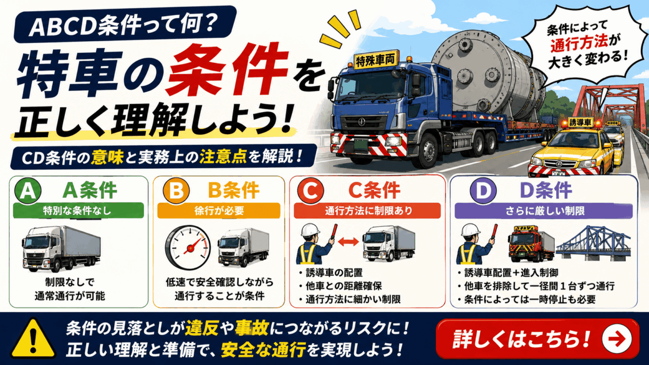 特殊車両通行許可のABCD条件とは？CD条件の意味と実務上の注意点を解説