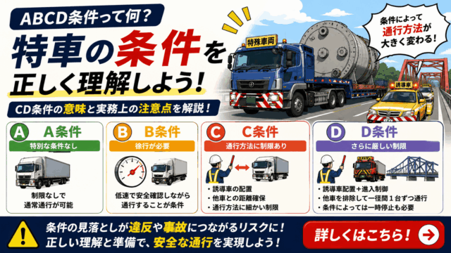 特殊車両通行許可のABCD条件とは？CD条件の意味と実務上の注意点を解説