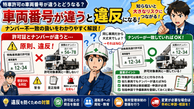 特殊車両通行許可の車両番号が違うと違反？ナンバー不一致の扱いを解説