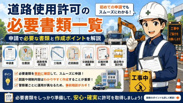 道路使用許可の必要書類一覧｜申請で必要な書類と作成ポイントを解説